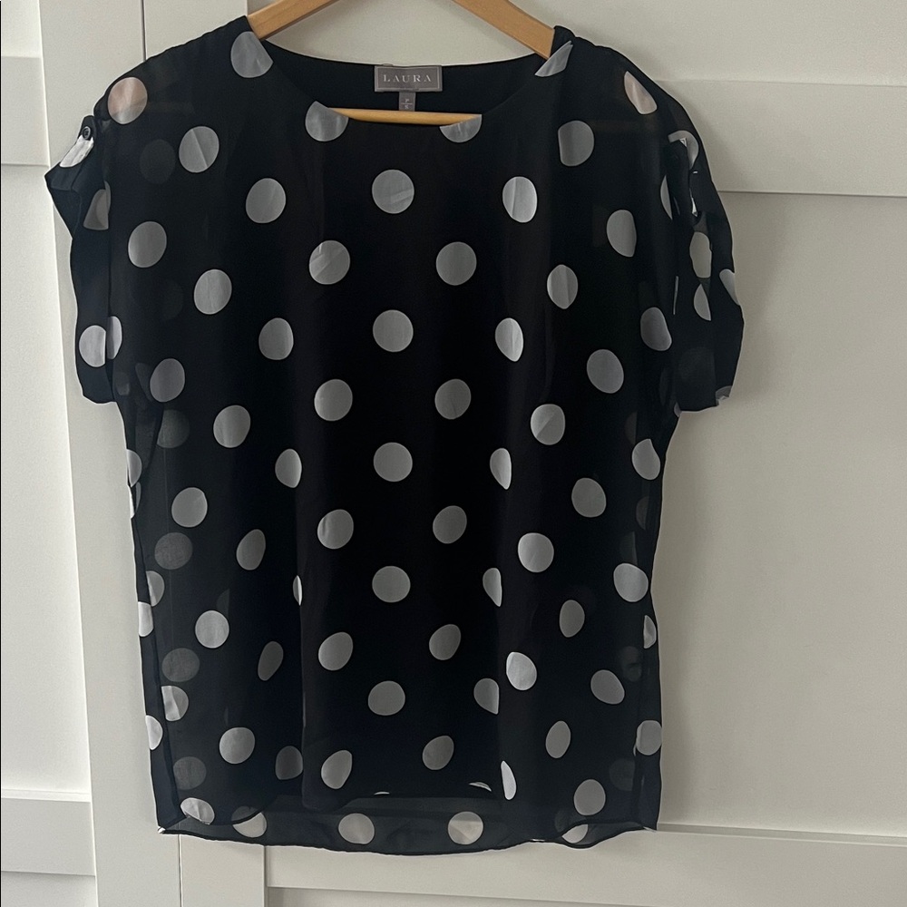 Aura Black and White Polka Dot Blouse